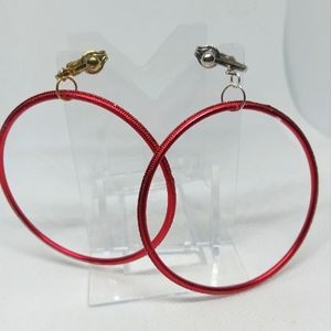 2.5" Gold or Silver Clips Ruby Sparkling Fashionable Hoops